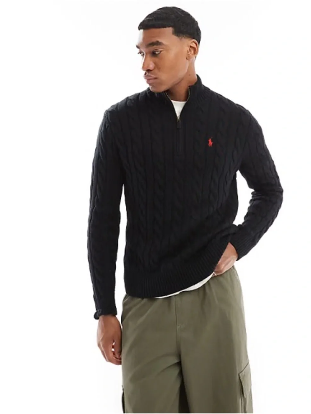POLO RALPH LAUREN Men's Long Sleeve Cotton Cable 1/2 Zip Sz XL Mens (Jul A-1)